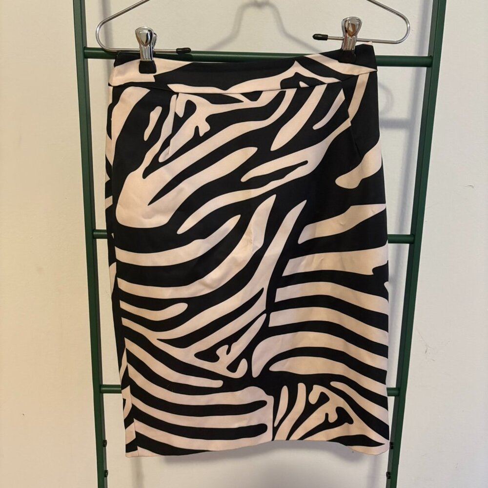 H&M Women's Lined Silk Pencil Skirt Zebra Print Size 4